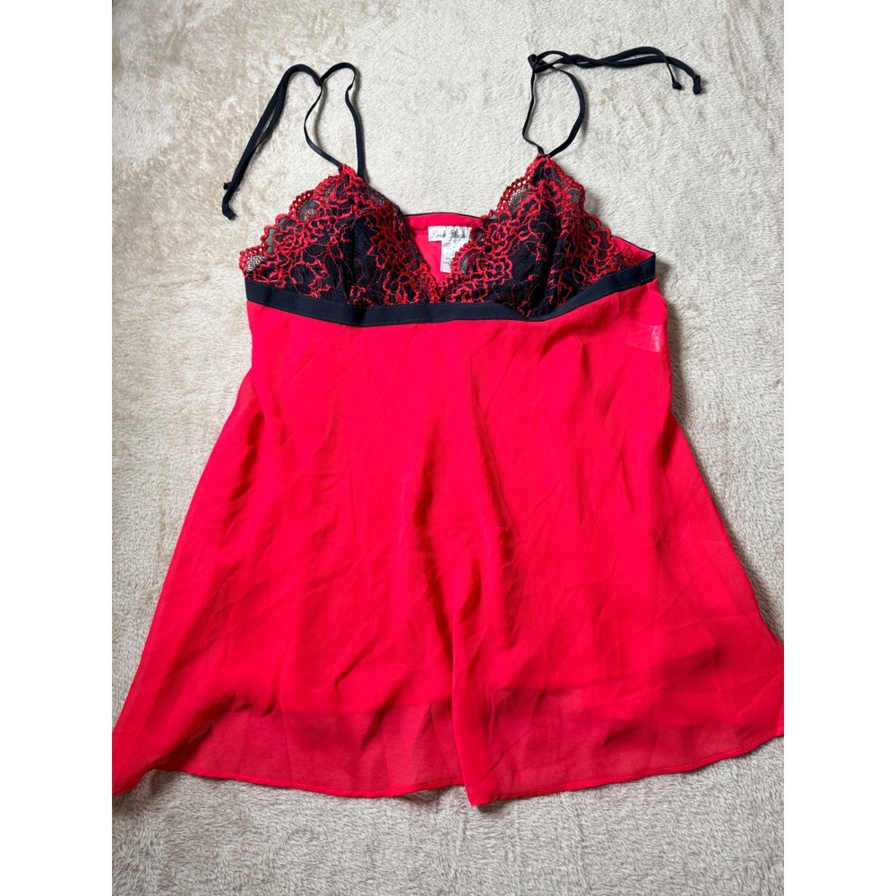 Linea Donatella Red Black Lace Babydoll Chemise Nightie Large Romantic Feminine